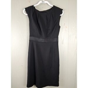 Trina Turk Womens Black Scoop Neck Pleated Sleeveless Shift‎ Dress S Cocktail
